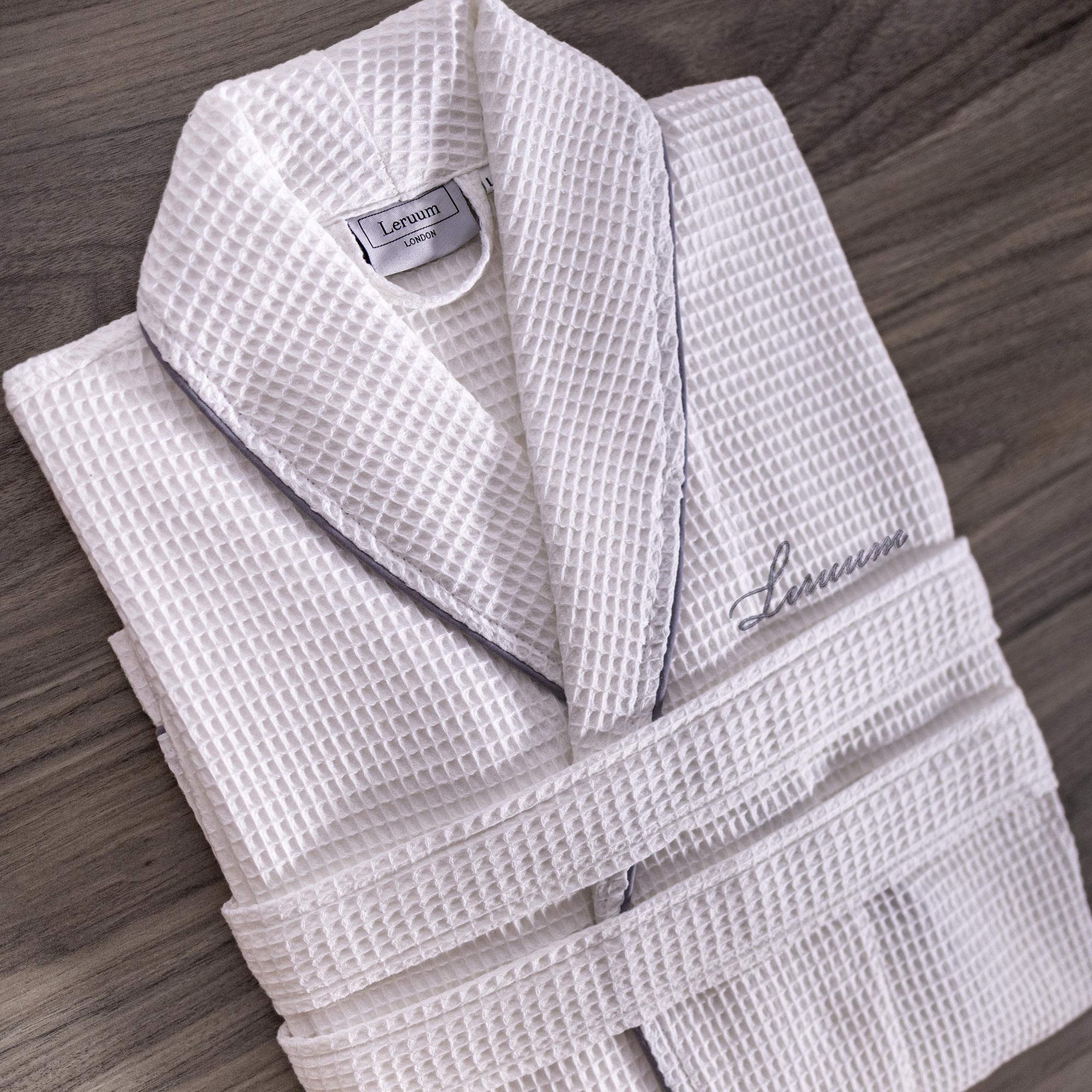 beyaz waffle pike bornoz unisex kimono spa banyo bornozu
