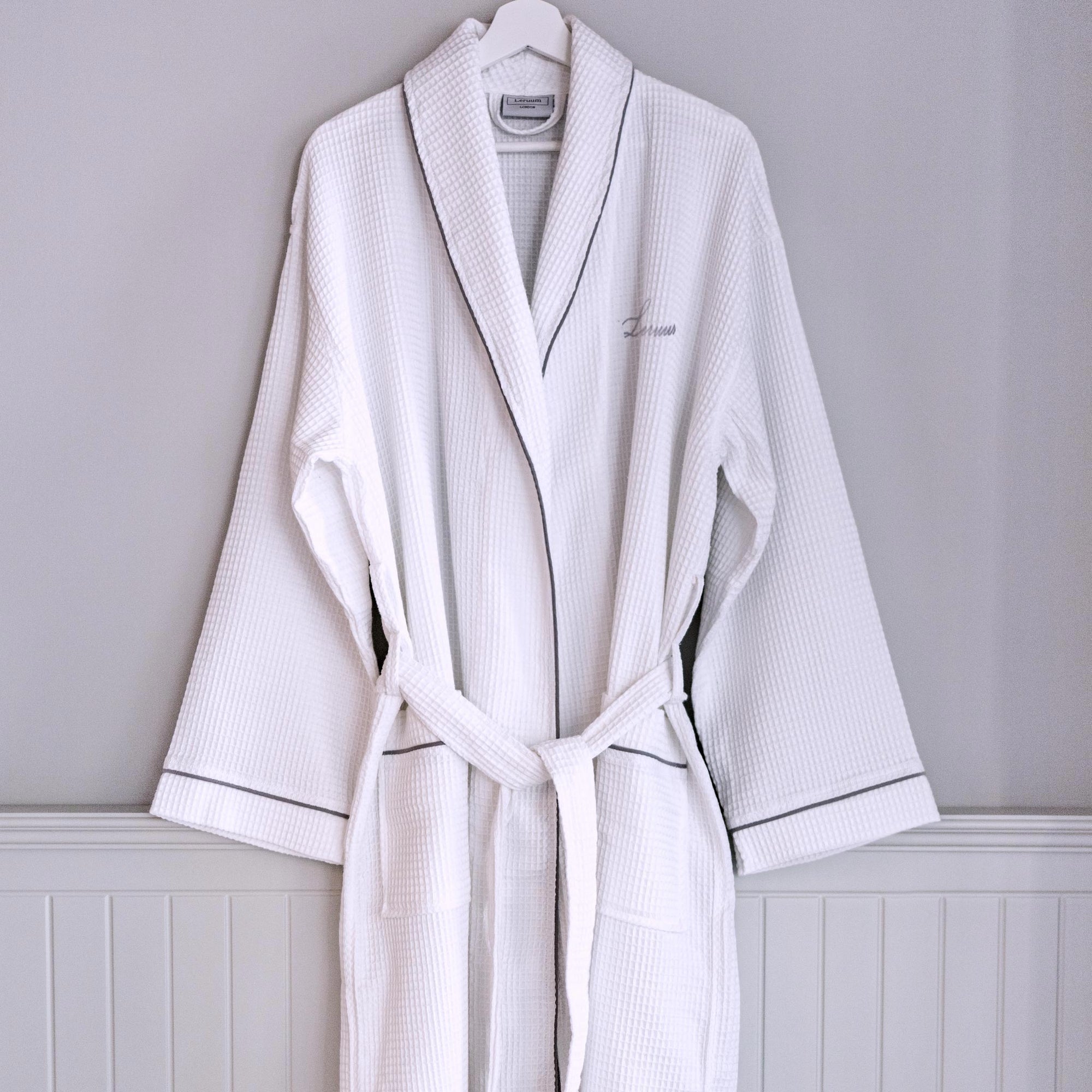 beyaz waffle pike bornoz unisex kimono spa banyo bornozu