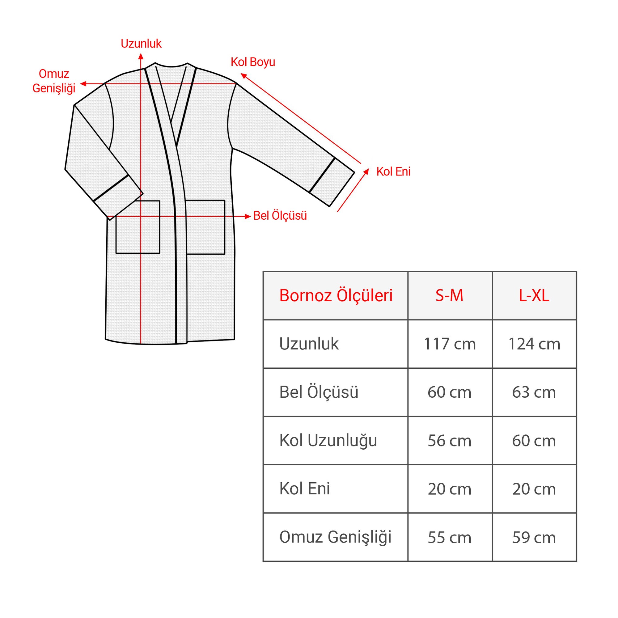 beyaz waffle pike bornoz unisex kimono spa banyo bornozu