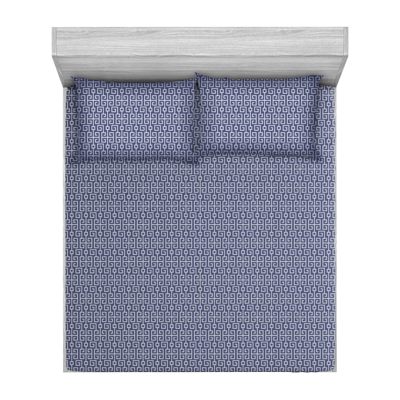 Classy Lacivert Geometrik Zincir Desenli %100 Pamuklu Lastikli Çarşaf Seti