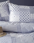 Cumbus Gri Mavi Patchwork %100 Pamuklu Nevresim Seti