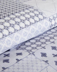 Cumbus Gri Mavi Patchwork %100 Pamuklu Nevresim Seti