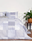 Cumbus Gri Mavi Patchwork %100 Pamuklu Nevresim Seti