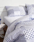 Cumbus Gri Mavi Patchwork %100 Pamuklu Nevresim Seti