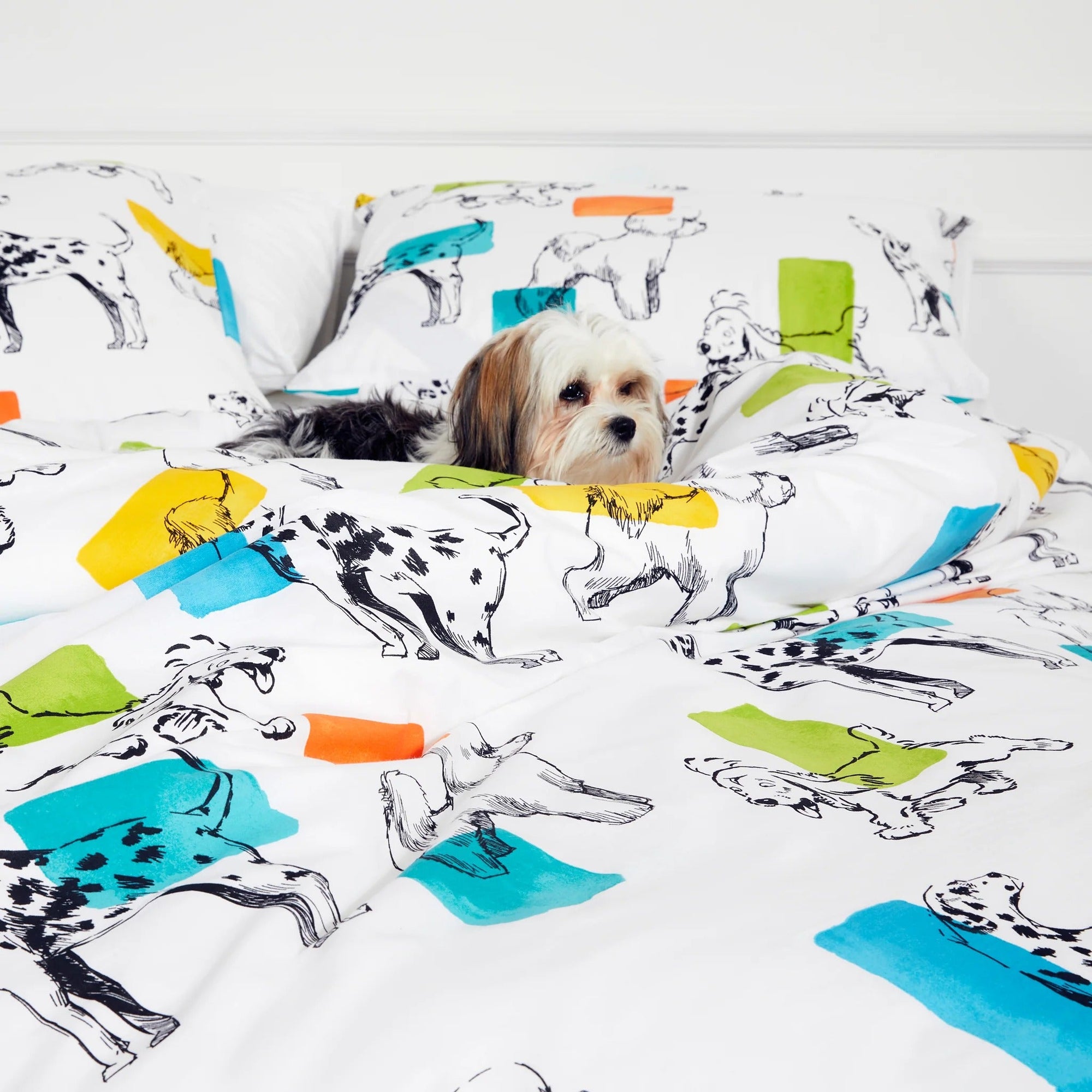 Renkli Köpek Baskılı Kız Erkek Çocuk Odası %100 Pamuklu Nevresim Seti