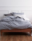 oslo dark grey chevron duvet cover set