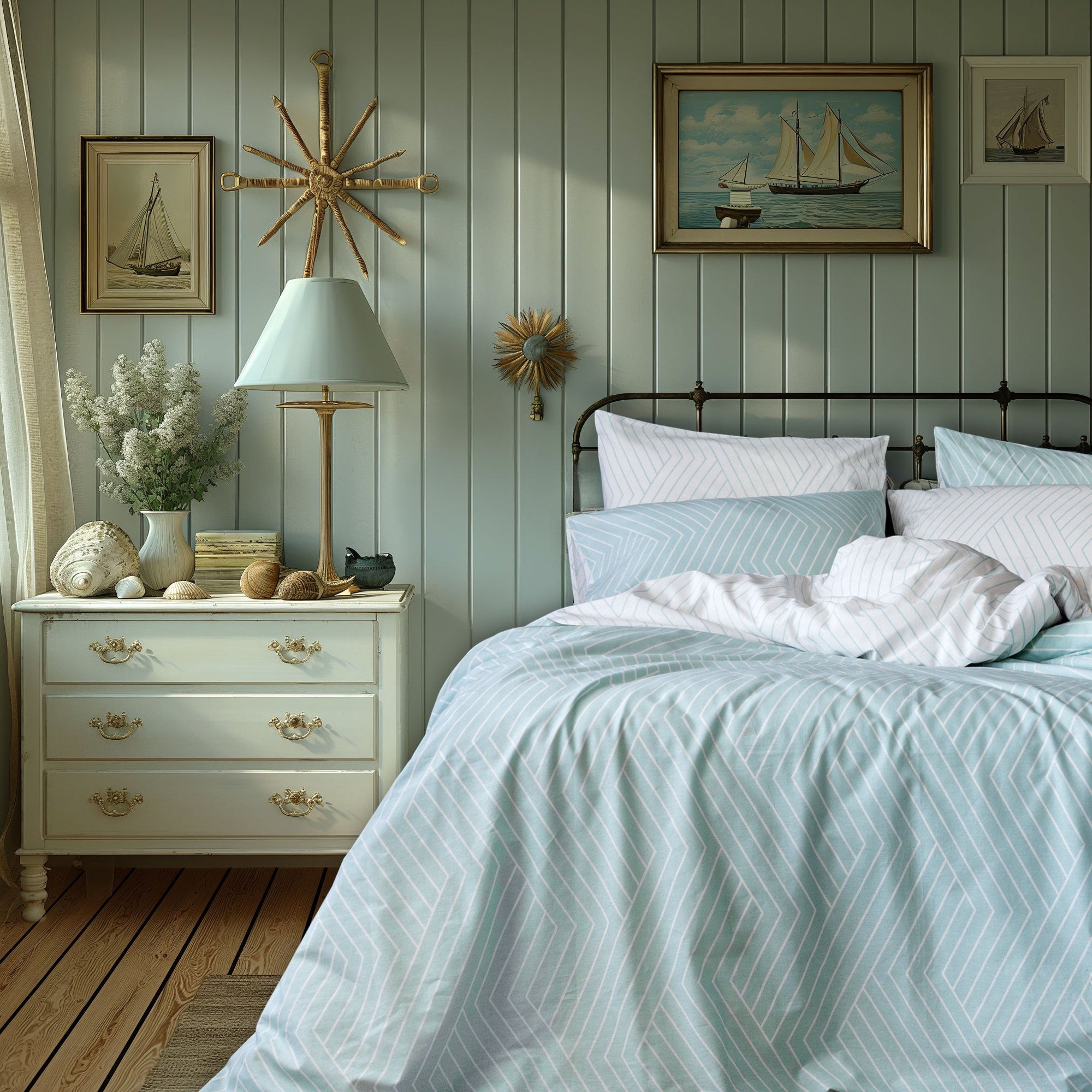 oslo duck egg chevron duvet cover set