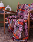 geri-donusturulmus-kiremit-rengi-ekose-tartan-desenli-waffle-dokulu-eco-throw-battaniye