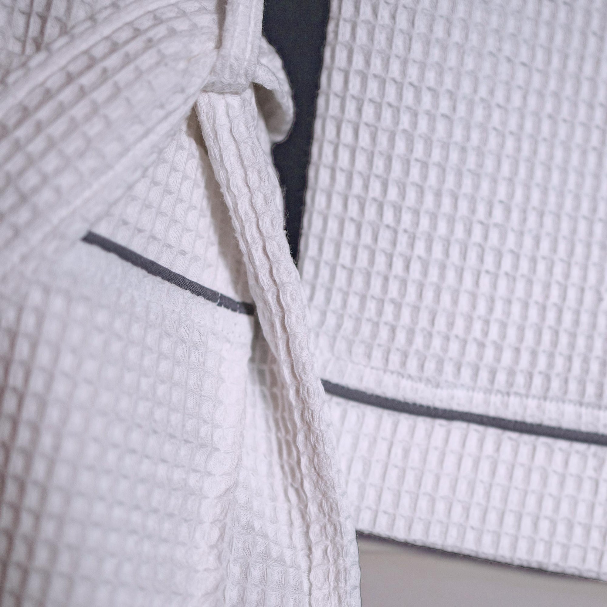 beyaz waffle pike bornoz unisex kimono spa banyo bornozu